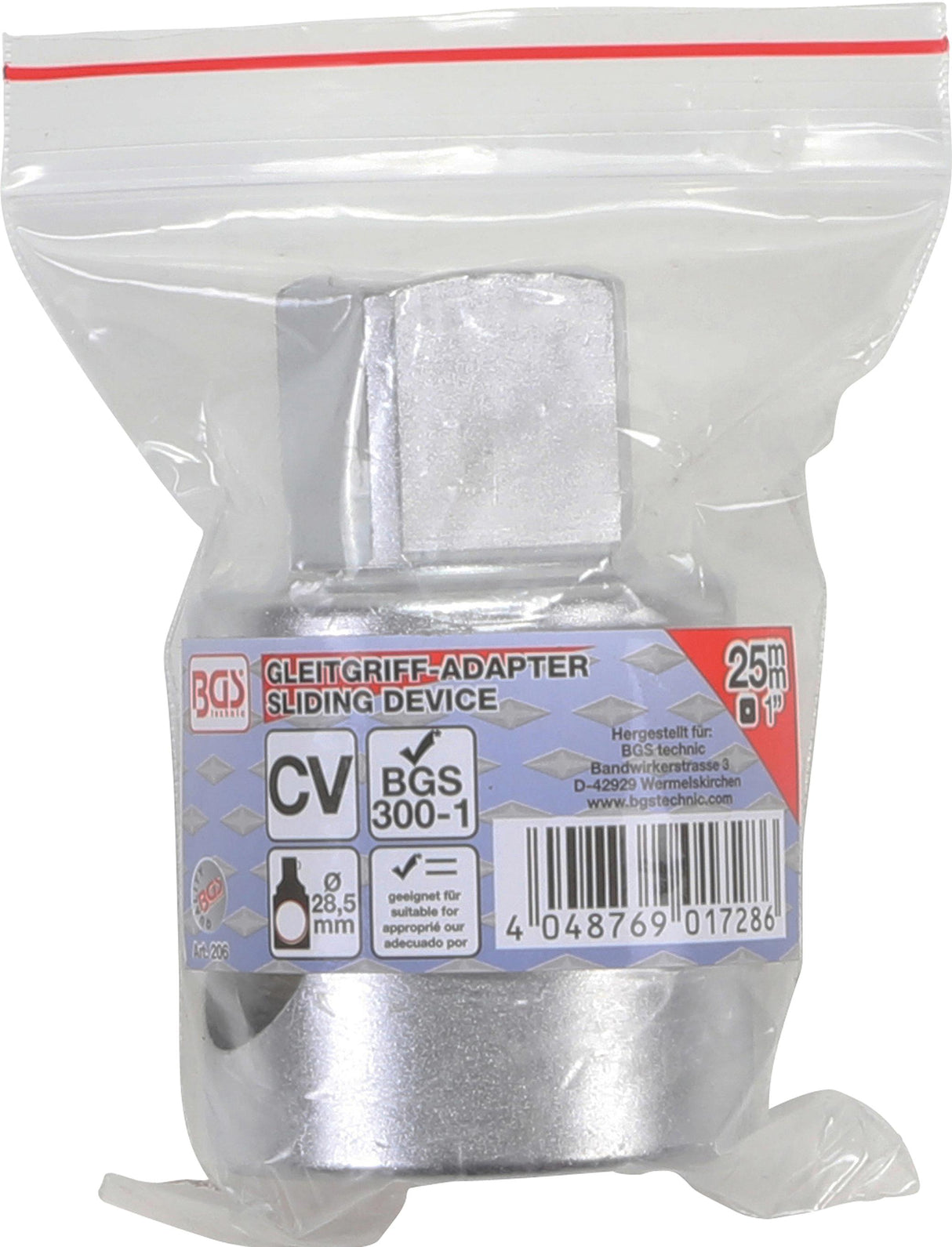 SLIDING ADAPTOR FOR EXTENSION BARS | EXTERNAL SQUARE 25 MM (1") (206)