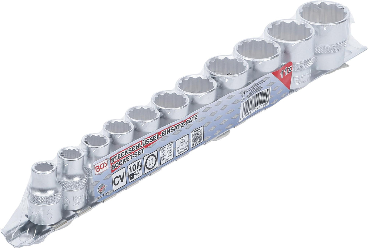 SOCKET SET, 12-POINT | 10 MM (3/8") DRIVE | INCH SIZES | 11 PCS. (9112)