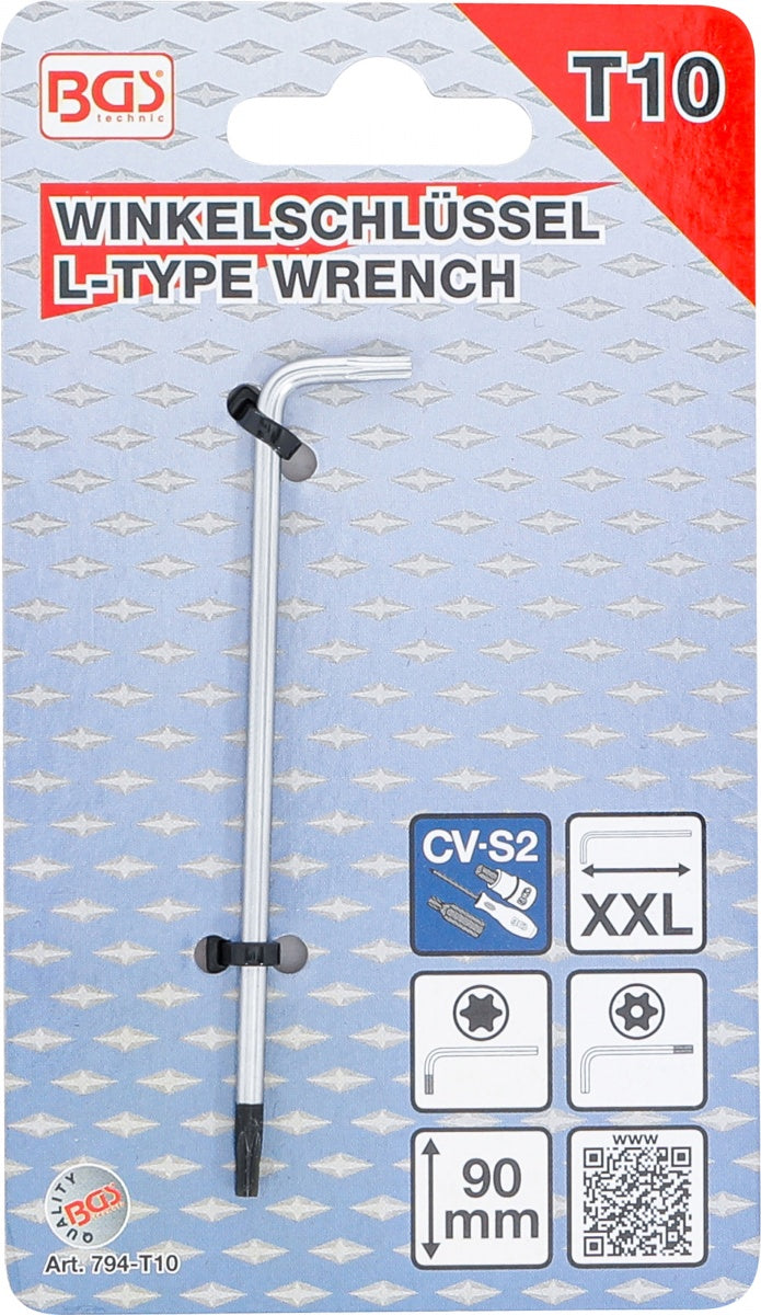 L-TYPE WRENCH | EXTRA LONG | T-STAR TAMPERPROOF (TOR TORX) T10 (794-T10)