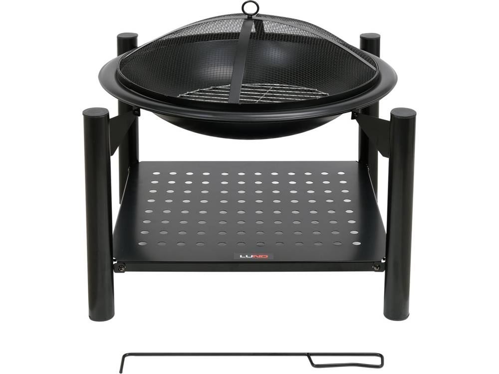 STEEL FIRE PIT W/ LOG STORE 58X58CMX55CM (99914)