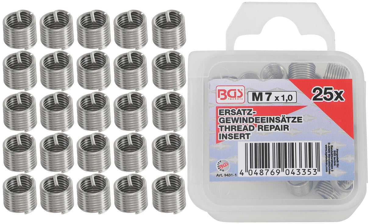 REPLACEMENT THREAD INSERTS | M7 X 1.0 MM | 25 PCS. (9431-1)