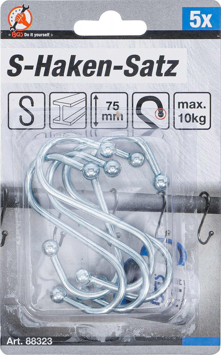 HOOK SET | S-SHAPED | 75 MM | 5 PCS (88323)