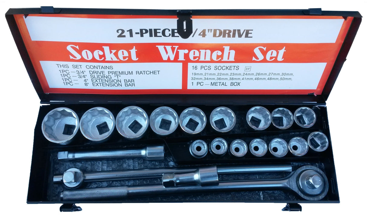 12-POINT SOCKET SET | METAL BOX | 20 MM (3/4") | 21 PCS. (SK780577)