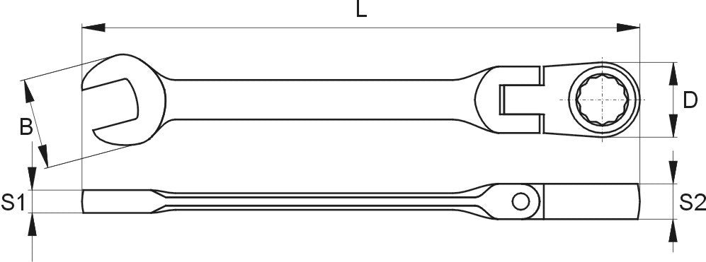 FLEX. RATCHET COMBINATION WRENCH 10MM (YT-1676)