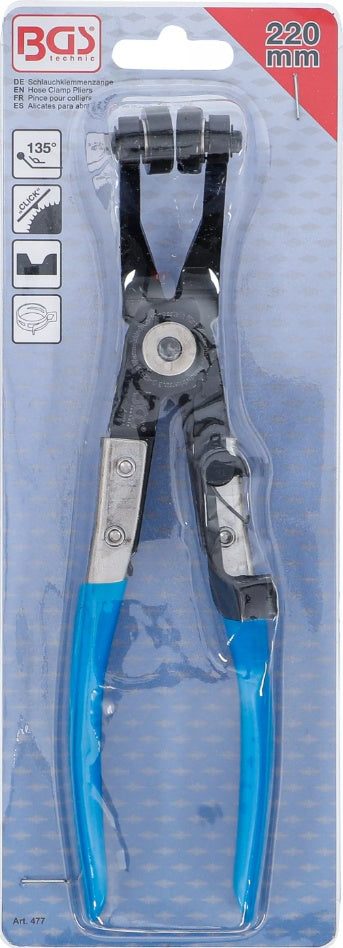 HOSE CLAMP PLIERS | BENT TYPE | WITH RATCHETING FUNCTION | 220 MM (477)