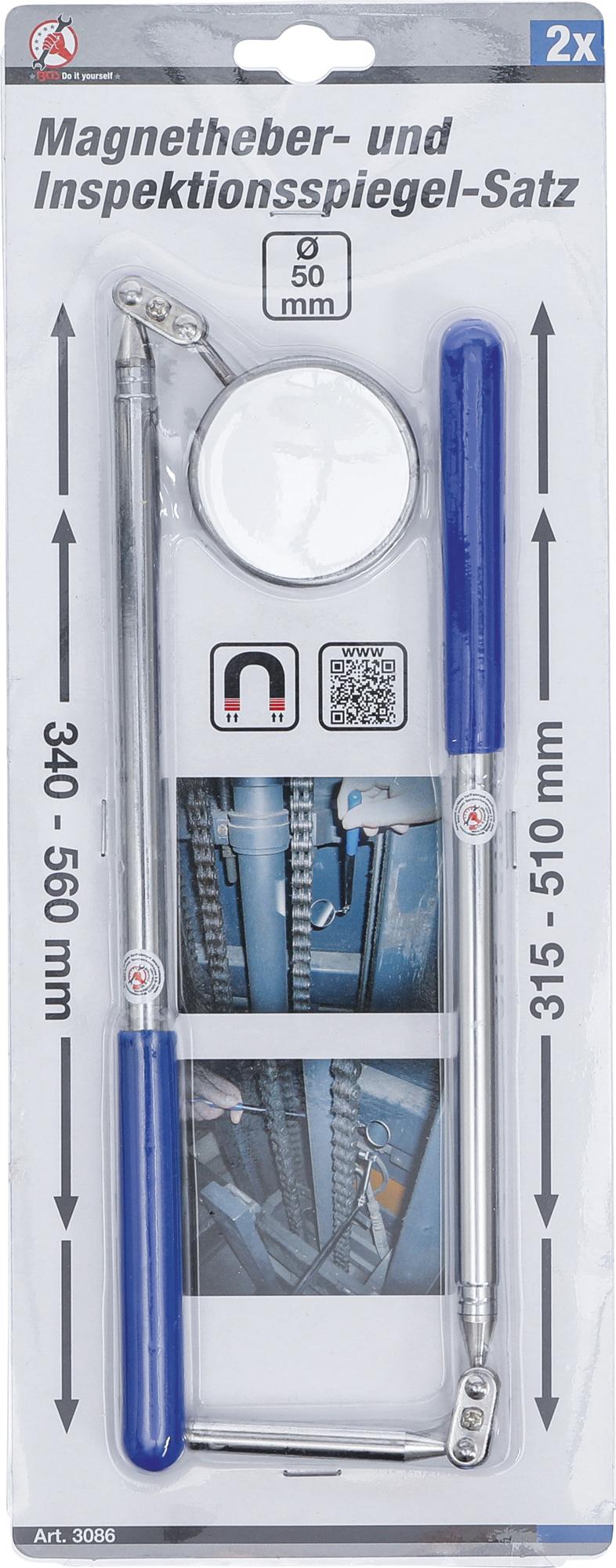 MAGNETIC PICK-UP TOOL / INSPECTION MIRROR SET | 2 PCS. (3086)