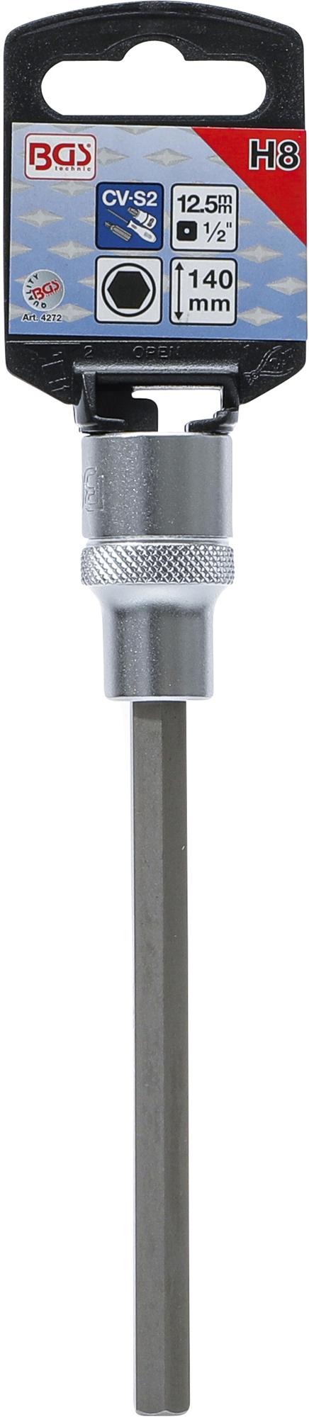 BIT SOCKET | LENGTH 140 MM | 12.5 MM (1/2") DRIVE | INTERNAL HEXAGON 8 MM (4272)