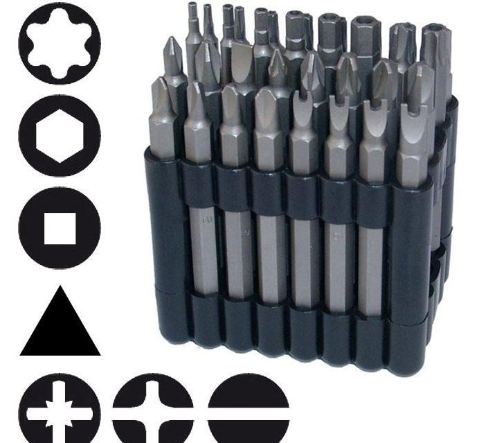 BIT SET | LONG | 6.3 MM (1/4") DRIVE | VARIOUS TYPES | 32 PCS. (762)