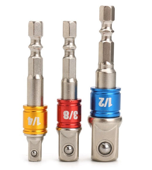 ADAPTER SET | 6.3 MM (1/4") BIT | 6.3 MM (1/4") / 10 MM (3/8") / 12.5 MM (1/2") | 3 PCS. (AMY-1703)