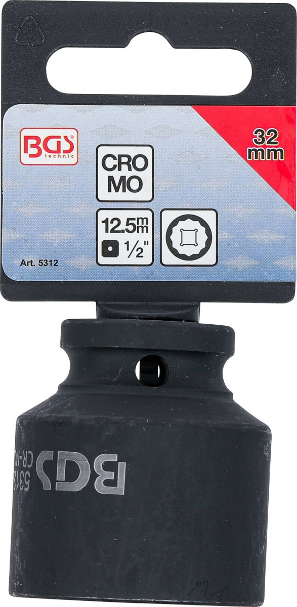 IMPACT SOCKET, 12-POINT | 12.5 MM (1/2") DRIVE | 32 MM (5312)