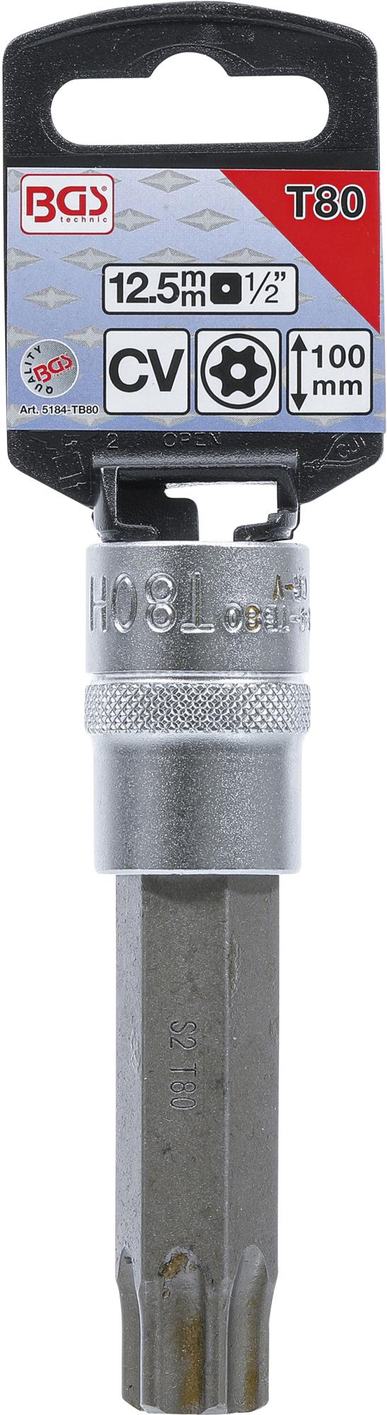 BIT SOCKET | LENGTH 100 MM | 12.5 MM (1/2") DRIVE | T-STAR TAMPERPROOF (FOR TORX) T80 (5184-TB80)