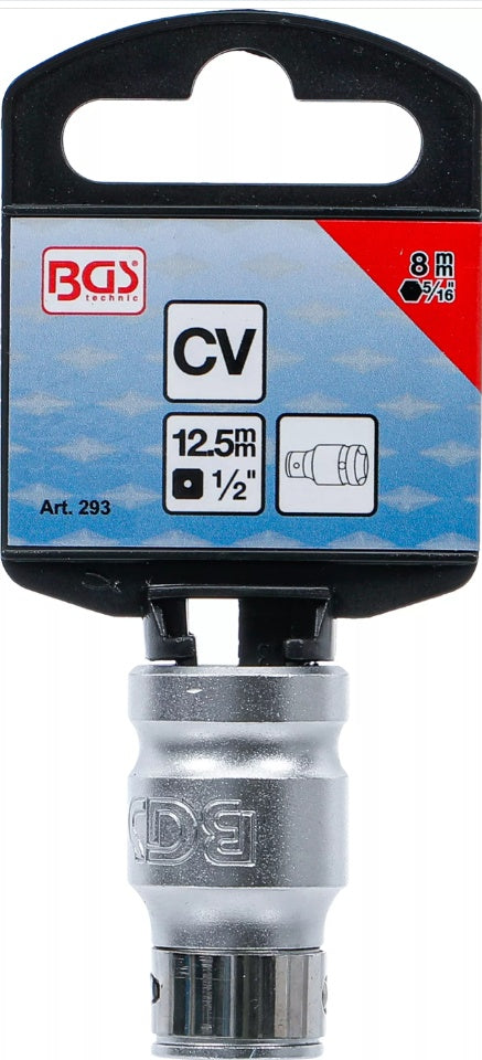 BIT ADAPTOR WITH RETAINING BALL | 12.5 MM (1/2") DRIVE | INTERNAL HEXAGON 8 MM (5/16") (293)