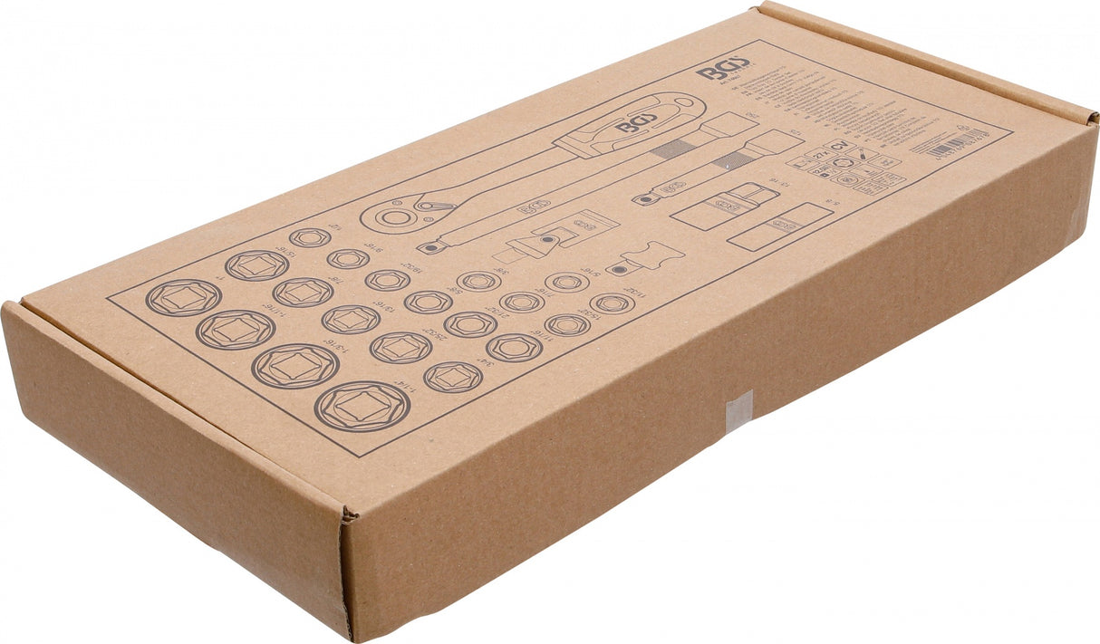 TOOL TRAY 1/3: SOCKET SET | INCH SIZES | 12.5 MM (1/2") | 27 PCS. (74607)