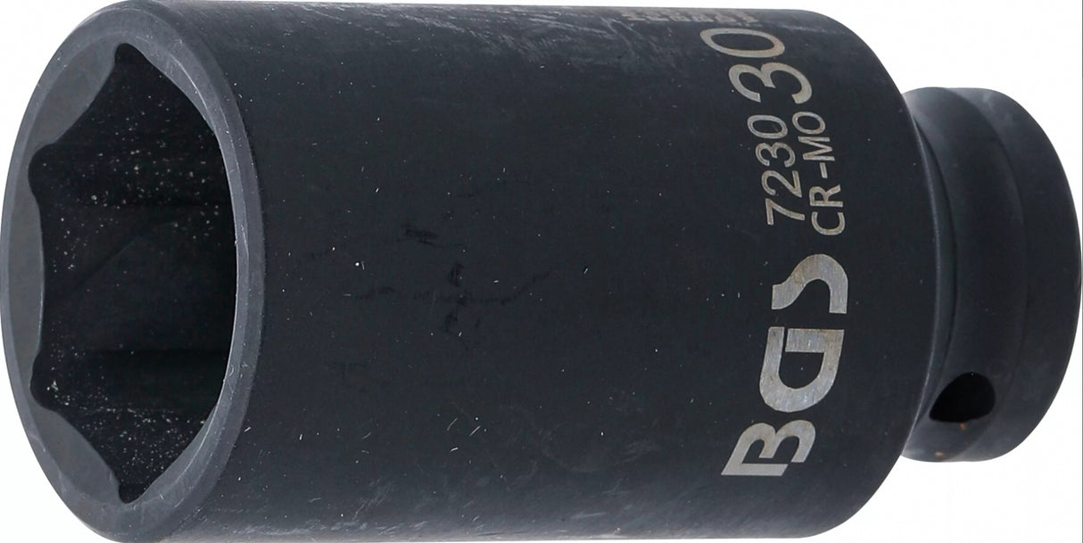 IMPACT SOCKET HEXAGON, DEEP | 12.5 MM (1/2") DRIVE | 30 MM (7230)