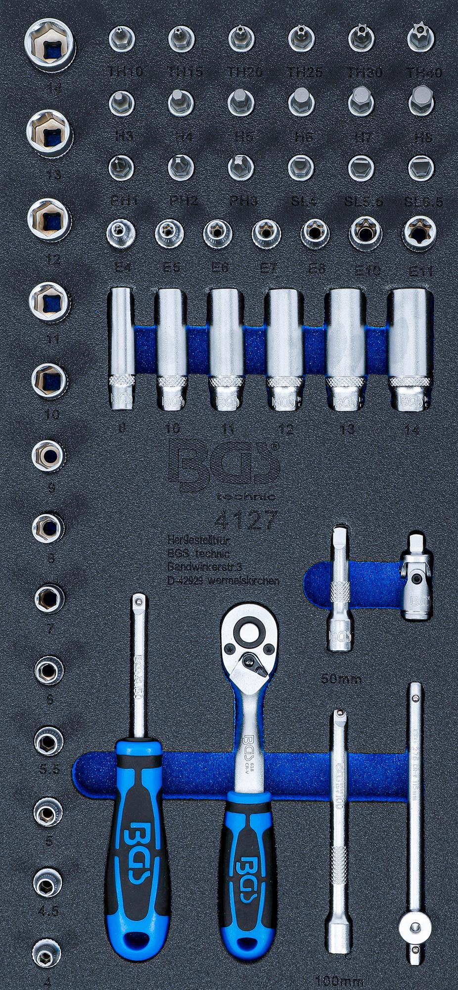 TOOL TRAY 1/3: SOCKET SET | 6.3 MM (1/4 ") | 50 PCS. (4127)