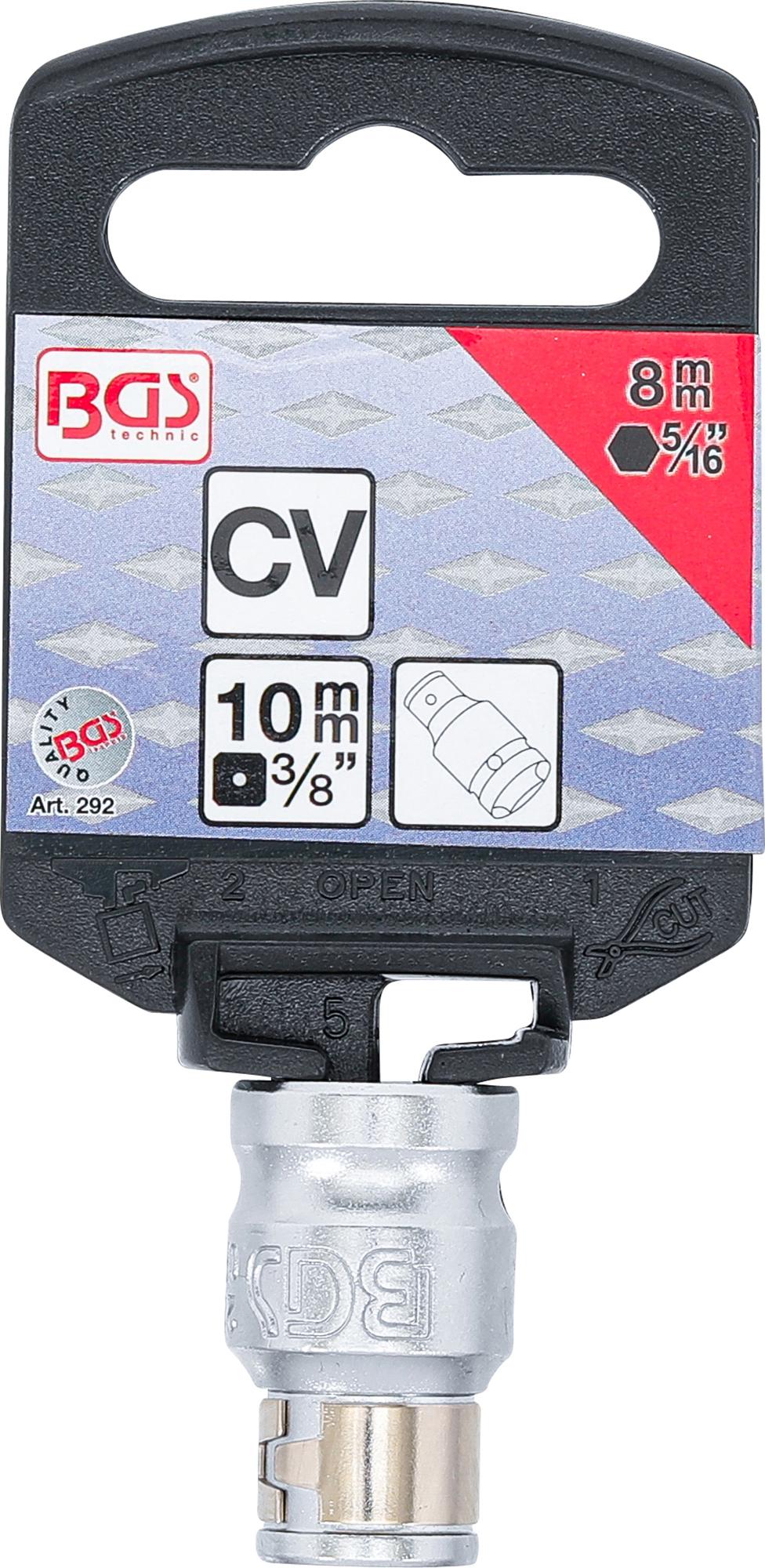 BIT ADAPTOR WITH RETAINING BALL | 10 MM (3/8") DRIVE | INTERNAL HEXAGON 8 MM (5/16") (292)