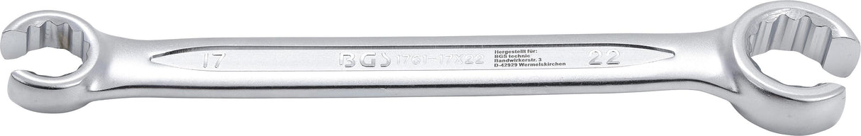 BRAKE HOSE WRENCH | OPEN TYPE | 17 X 22 MM (1761-17X22)
