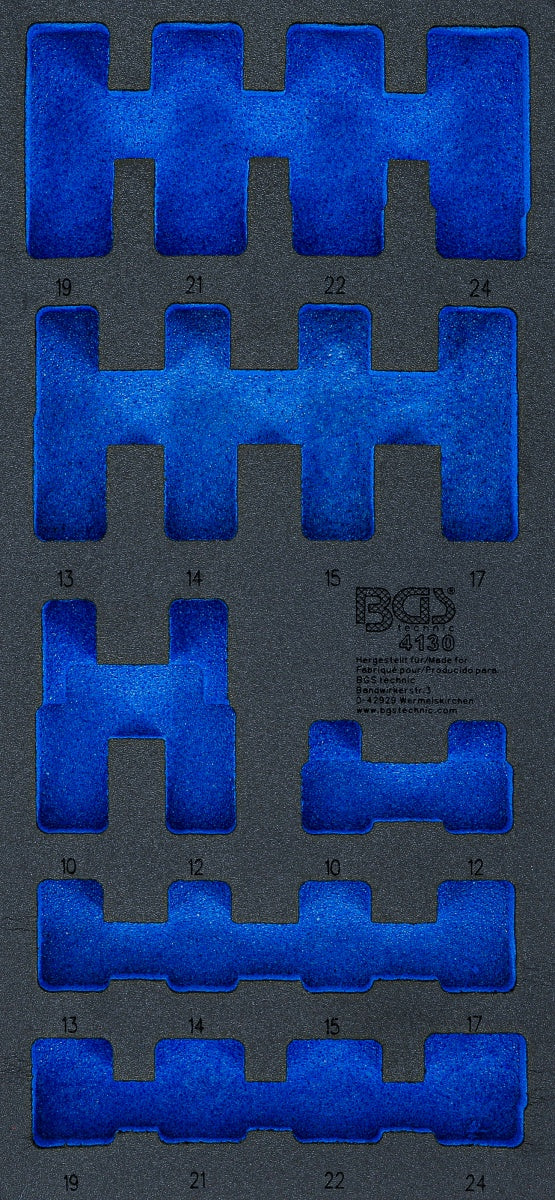 TOOL TRAY 1/3: IMPACT SOCKETS HEXAGON | 12.5 MM (1/2") | 10 - 24 MM | 20 PCS. (4130)