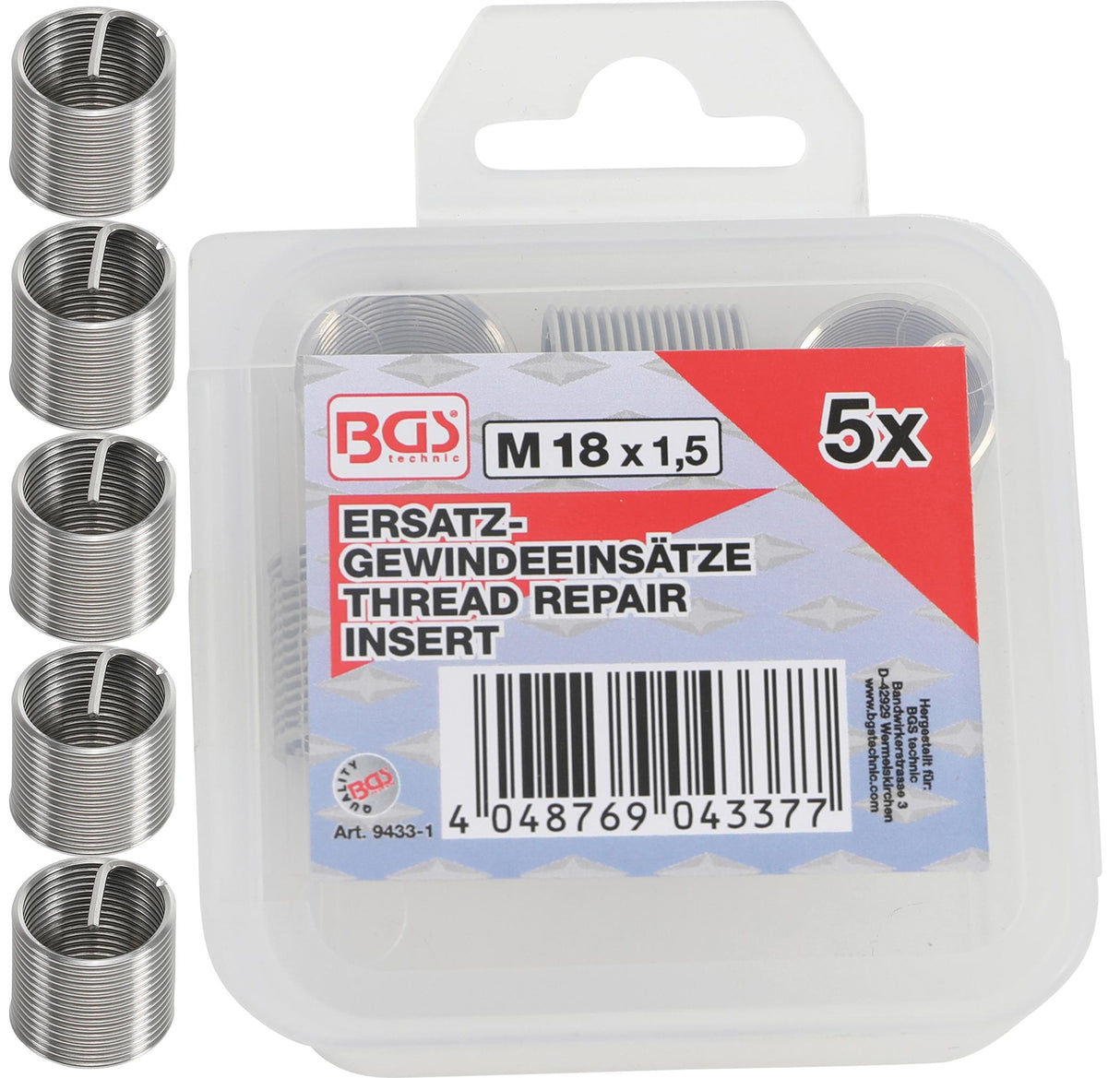 REPLACEMENT THREAD INSERTS | M18 X 1.5 MM | 5 PCS. (9433-1)