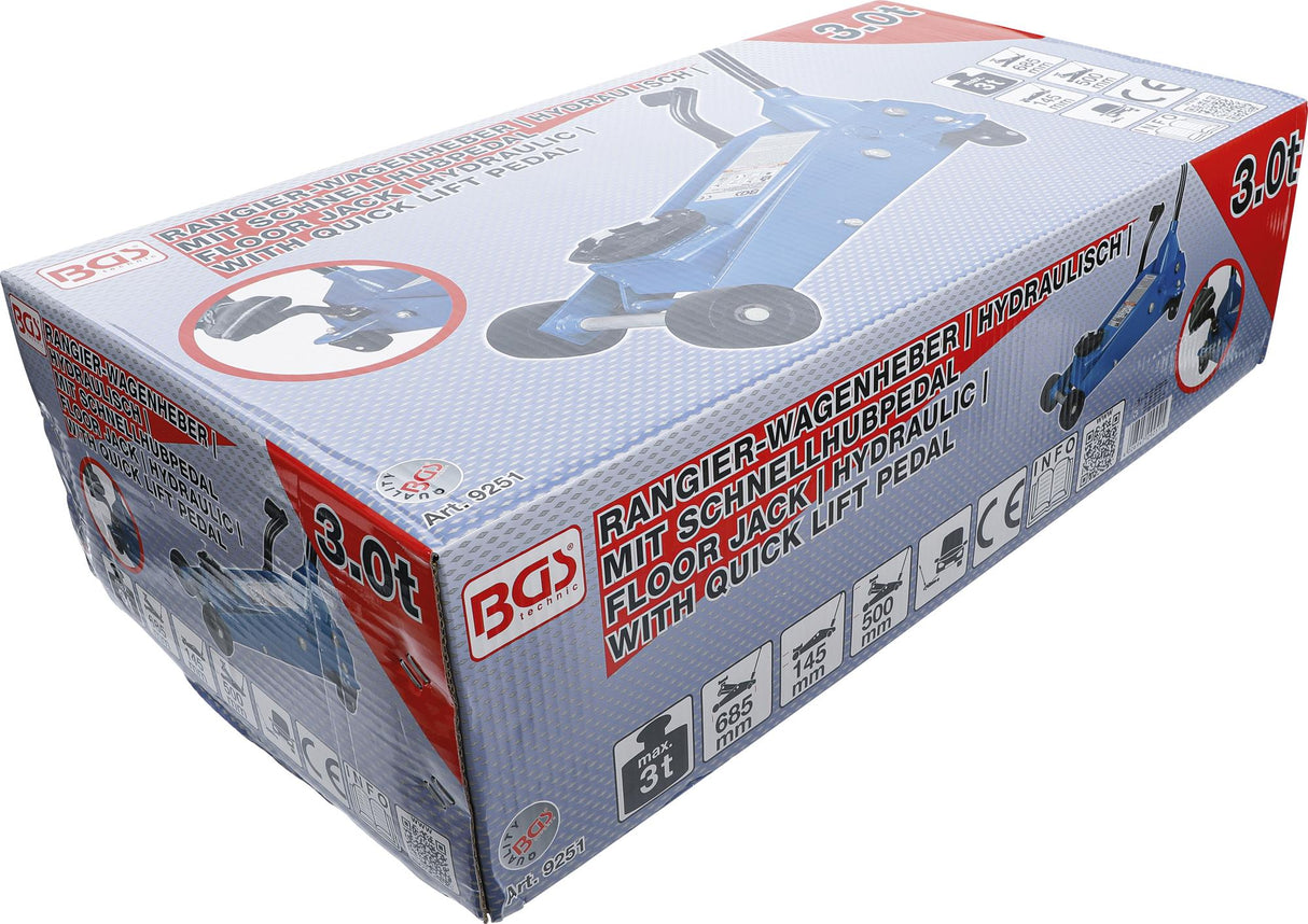 FLOOR JACK | HYDRAULIC | 3 T | WITH QUICK LIFT PEDAL (9251)
