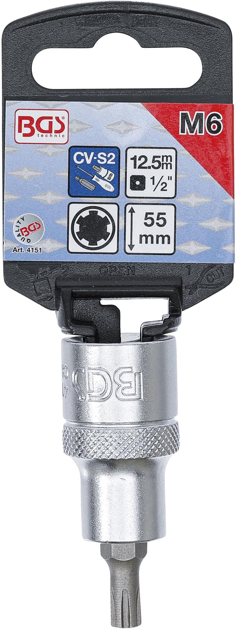 BIT SOCKET | 12.5 MM (1/2") DRIVE | SPLINE (FOR RIBE) M6 (4151)