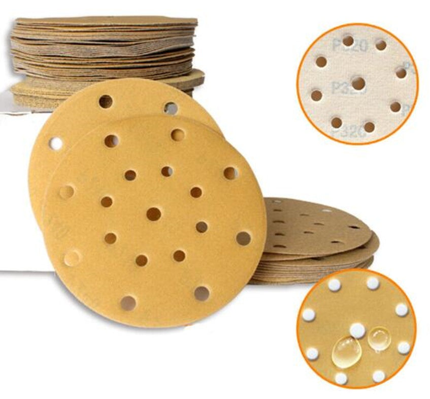 PAD, VELCRO WITH YELLOW SANDING DISC SET | 150 MM | 17 HOLES | 17 PCS. (SD17Y)