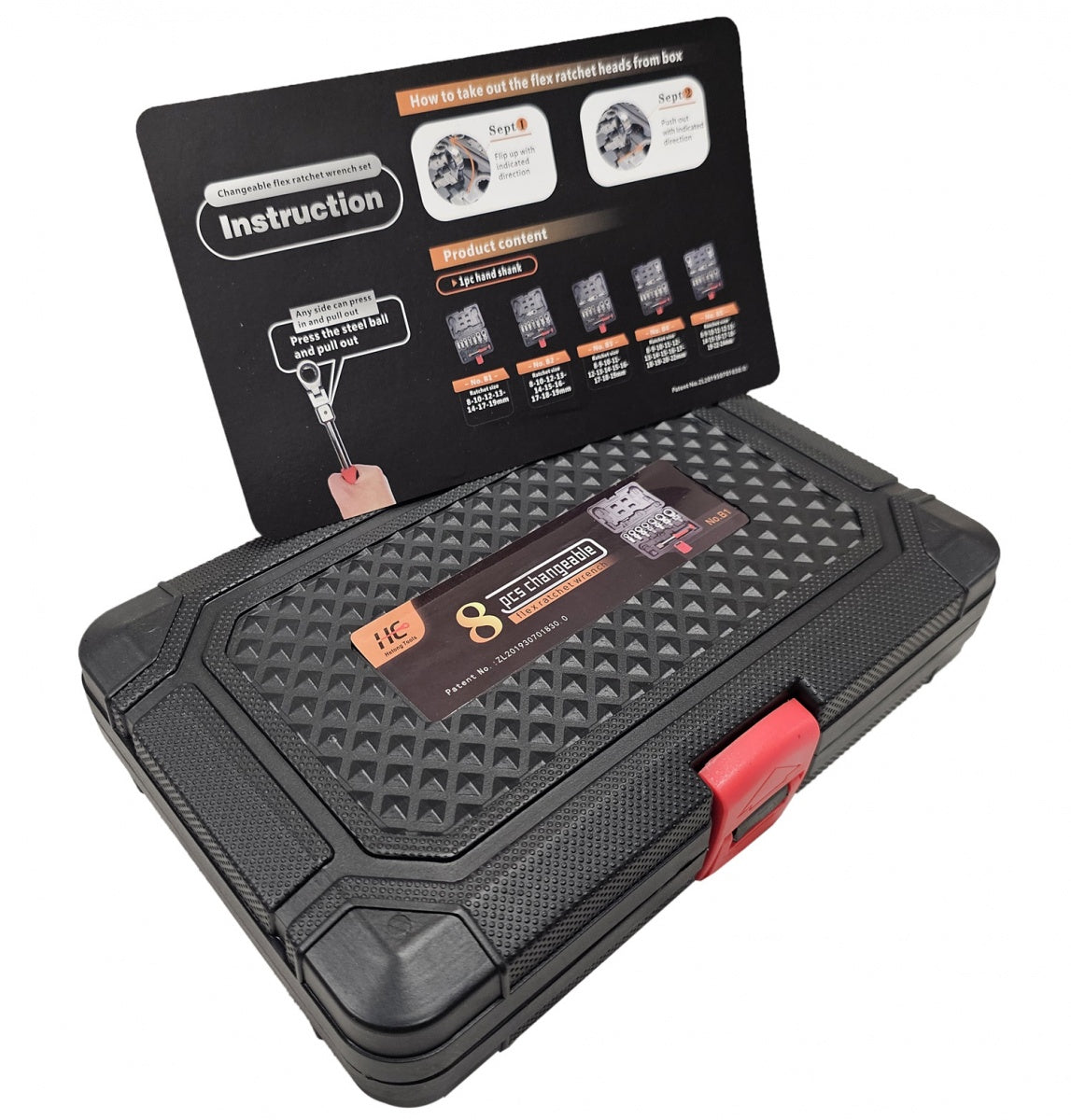 SET OF INSERTED WRENCHES | SWIVEL HEAD | RATCHETING | 8 - 19 MM | 8 PCS. (RW8SA)