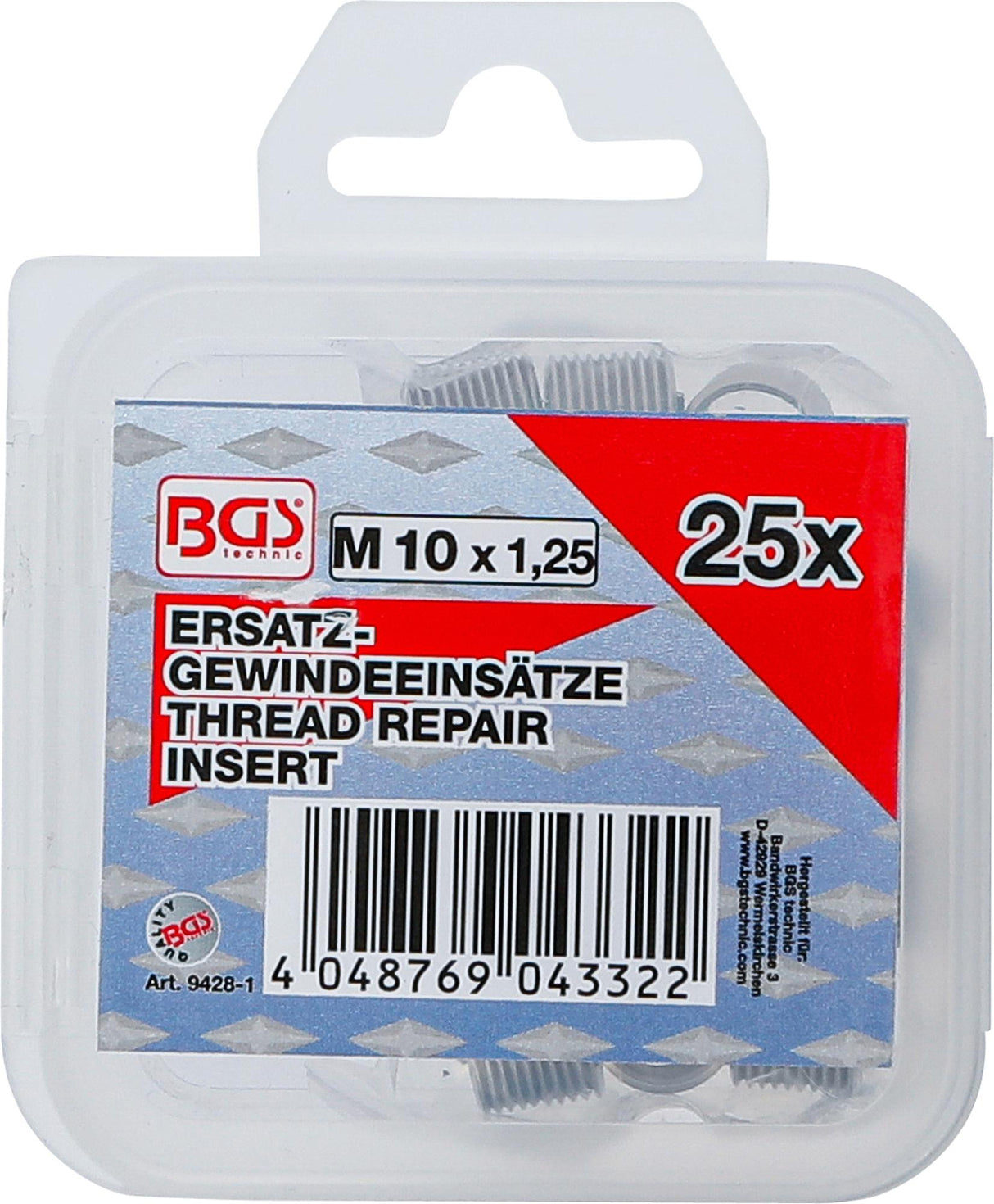 REPLACEMENT THREAD INSERTS | M10 X 1.25 MM | 25 PCS. (9428-1)