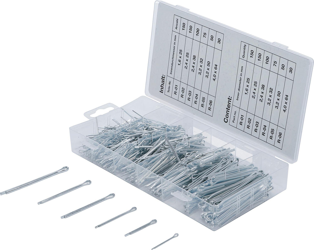 SPLINT PIN ASSORTMENT | Ø 1.6 - 4.0 MM | 555 PCS. (8048)