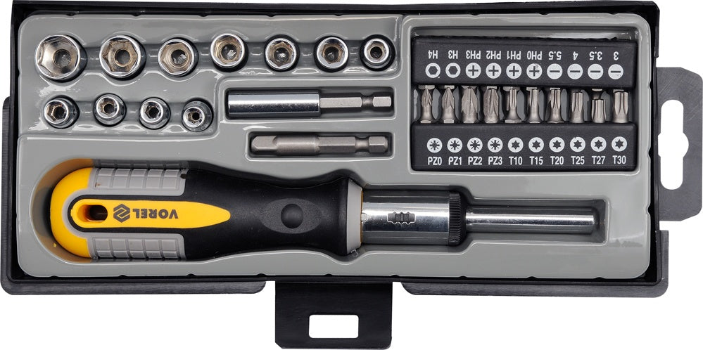 RATCHET SCREWDRIVER SET W. BITS 34PCS (64660)
