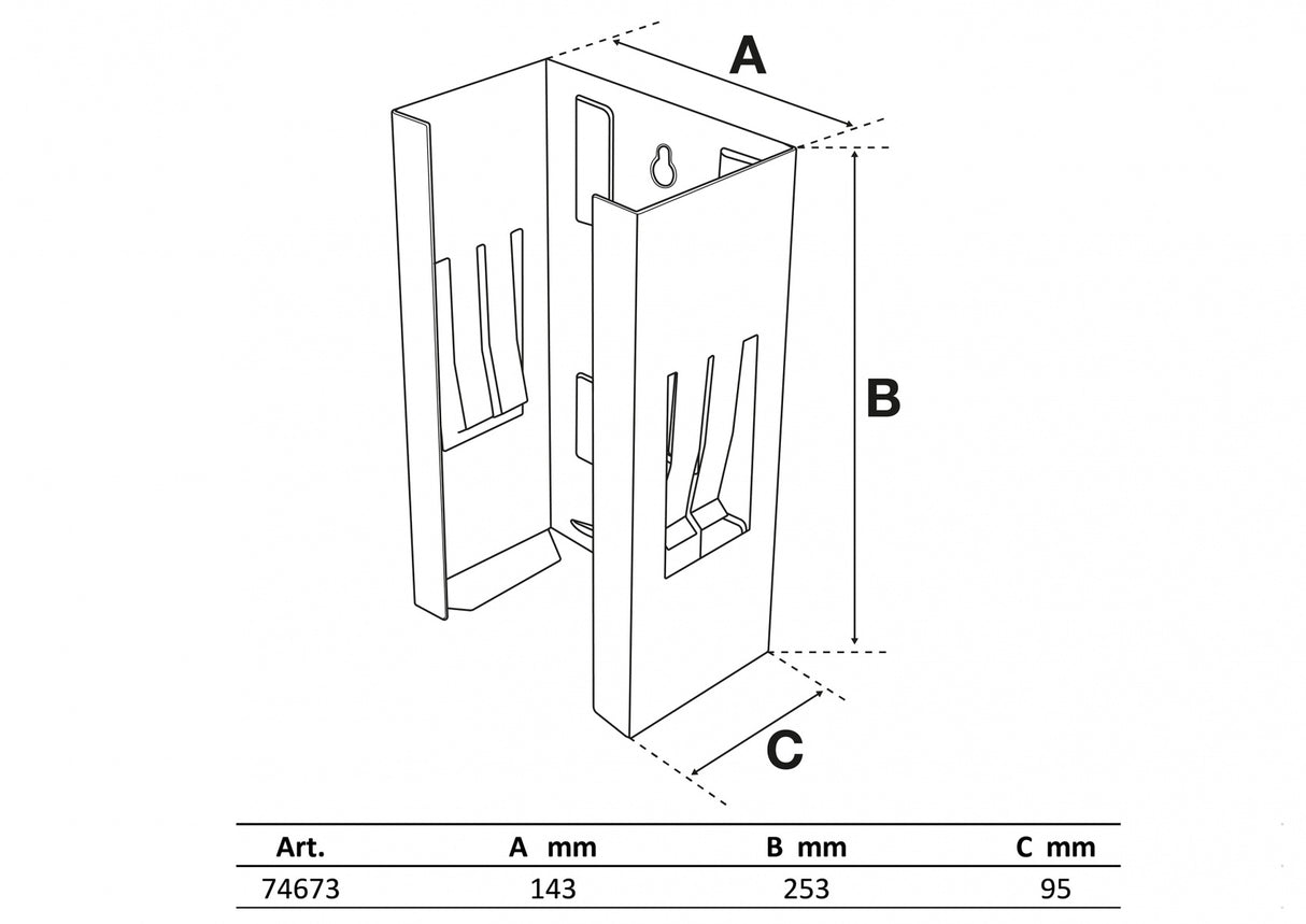 MAGNET GLOVE AND TISSUE BOX HOLDER | 253 X 143 X 95 MM (74673)
