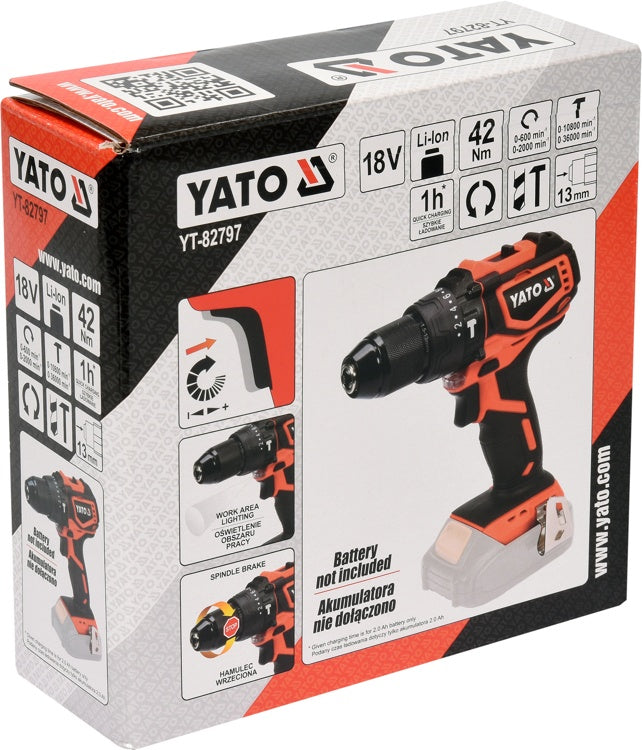 IMPACT DRILL DRIVER 18V 42NM - BODY (YT-82797)