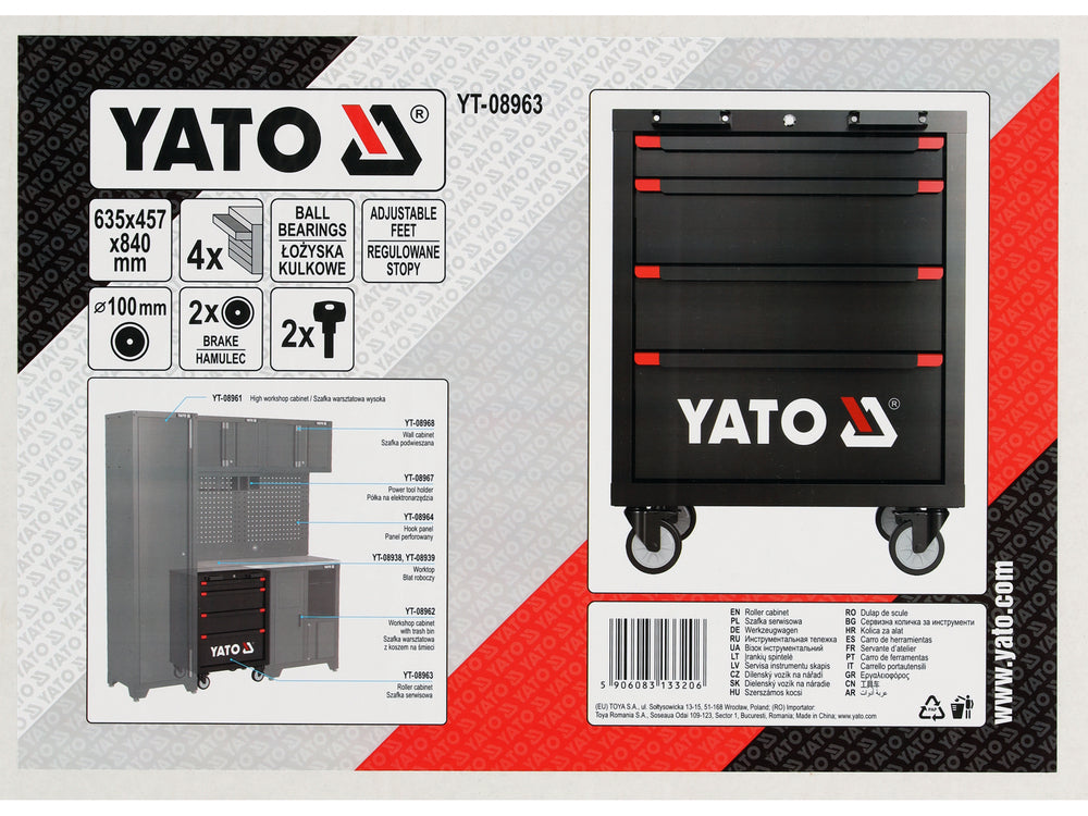 WORKSHOP CABINET ON WHEELS | WITH 4 DRAWERS | 63.5 X 45.7 X 84.0 CM (YT-08963)