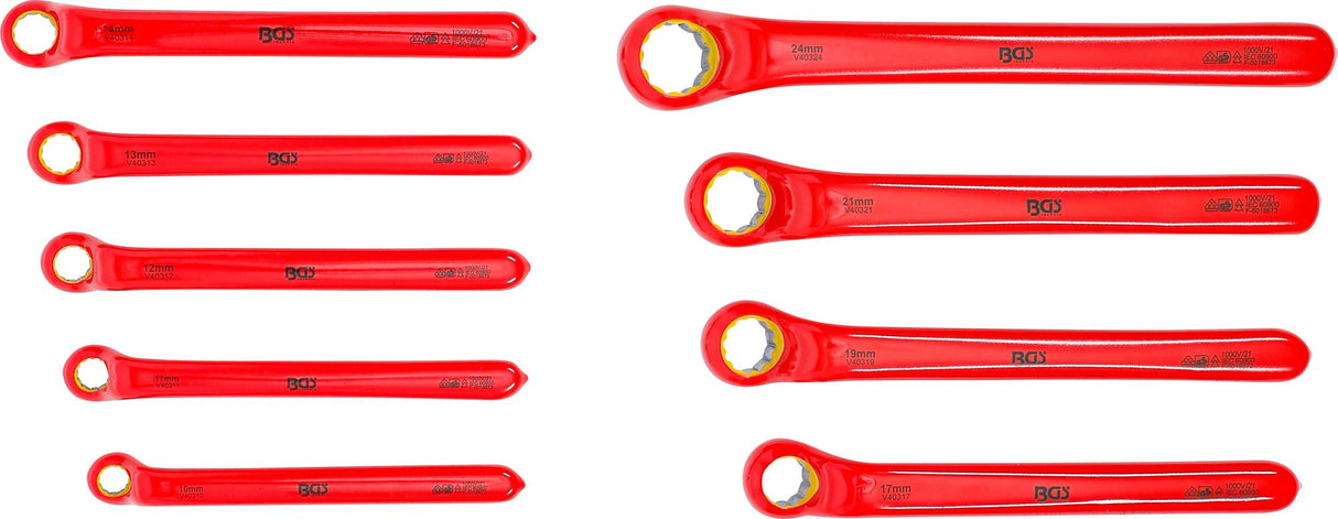 VDE SINGLE END RING SPANNER SET | DEEP OFFSET ENDS | 10 - 24 MM | 9 PCS. (72035)