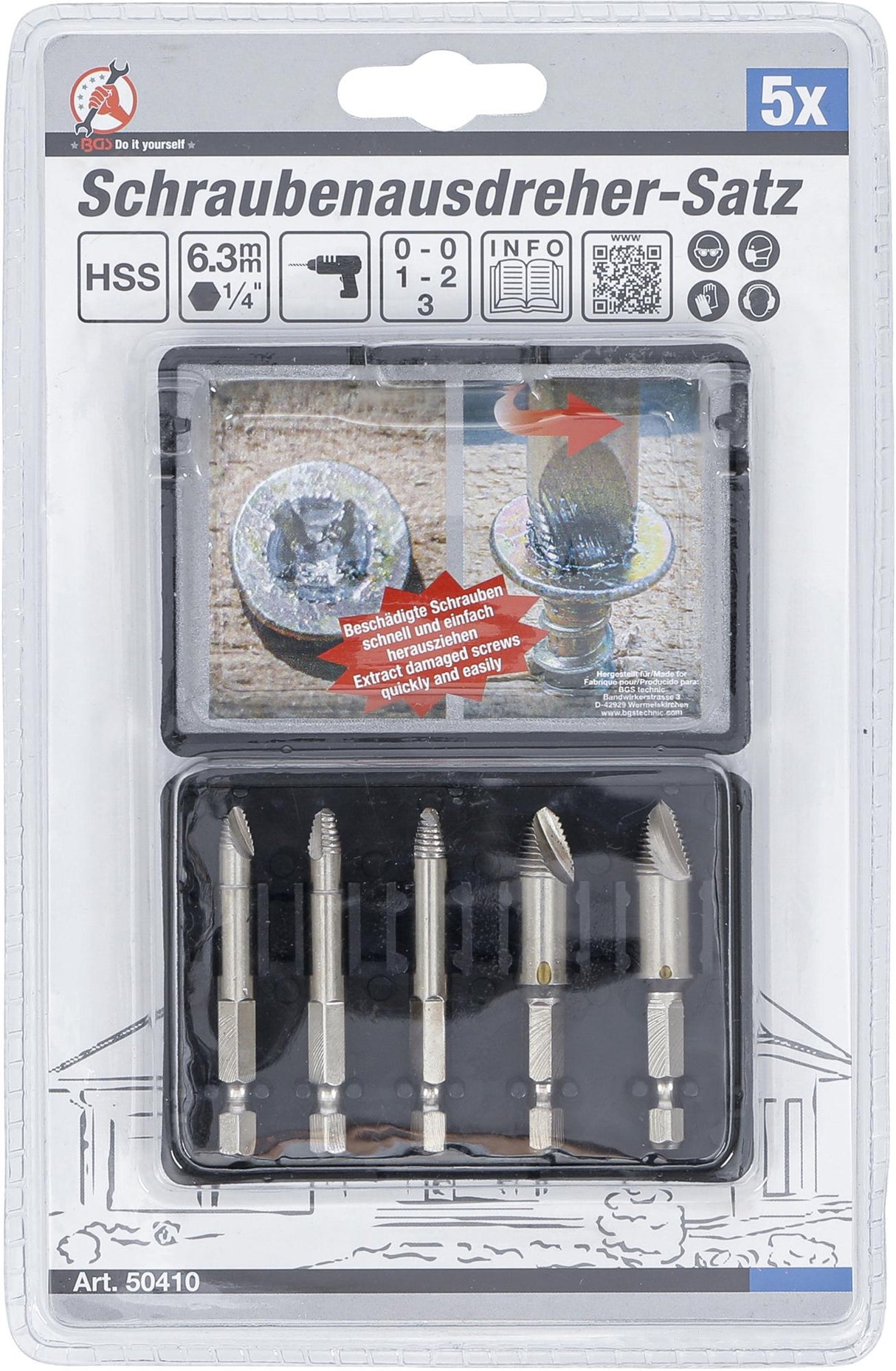 SCREW EXTRACTOR SET | #0-#3 | 5 PCS. (50410)