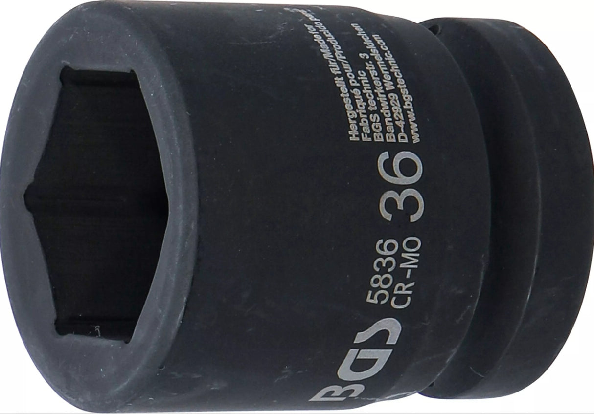 IMPACT SOCKET, HEXAGON | 25 MM (1") DRIVE | 36 MM (5836)