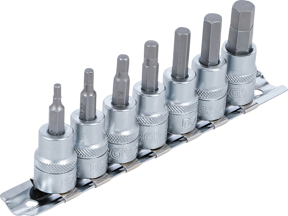 BIT SOCKET SET | 10 MM (3/8") DRIVE | INTERNAL HEXAGON 1/8" - 3/8" | INCH SIZES | 7 PCS. (5104)