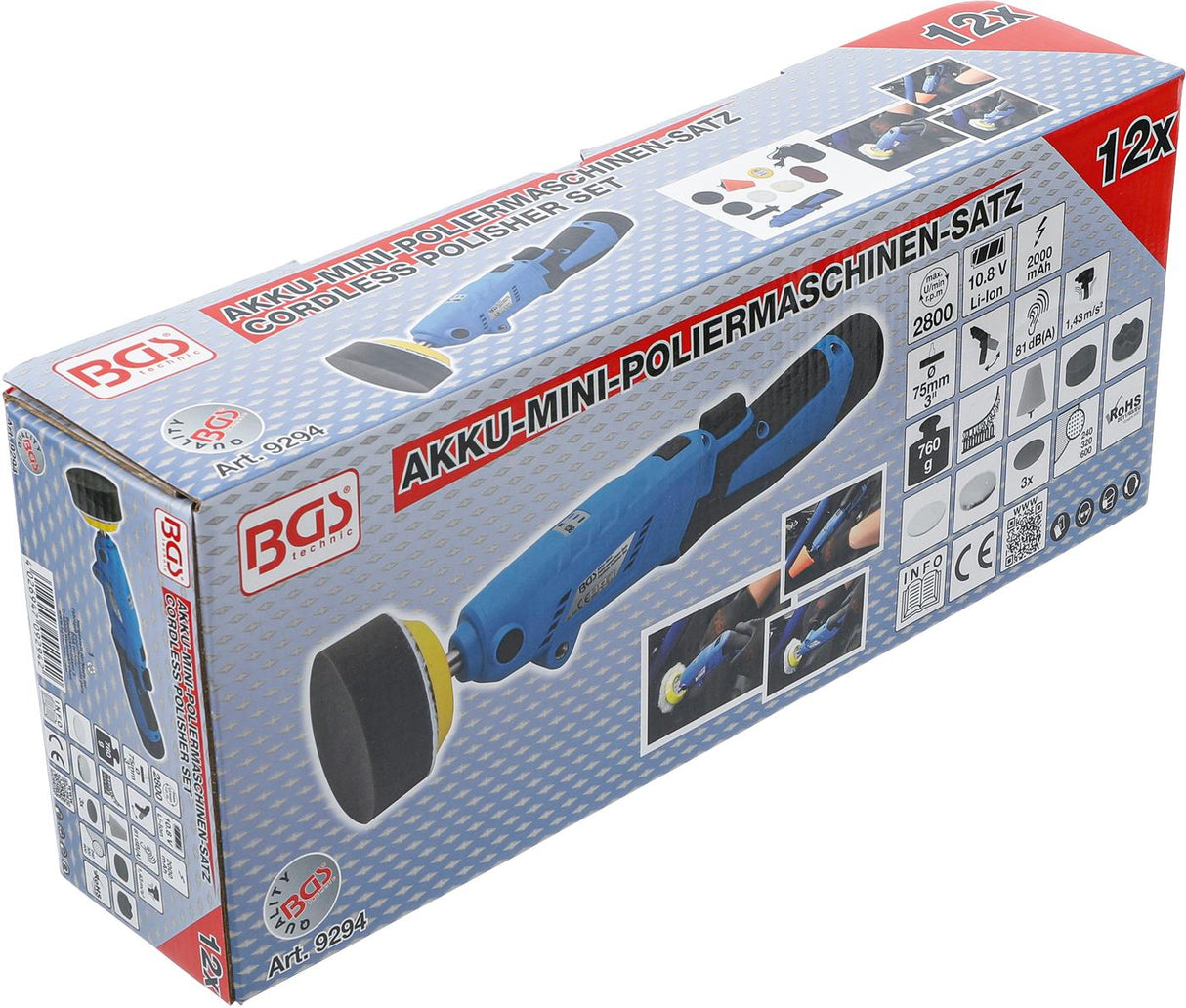 CORDLESS POLISHER SET | MAX. 2.800 RPM | 12 V | 1500 MAH (9294)
