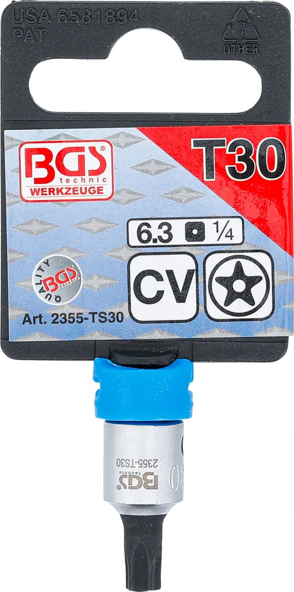 BIT SOCKET | 6.3 MM (1/4") DRIVE | T-STAR TAMPERPROOF (FOR TORX) TS30 (2355-TS30)
