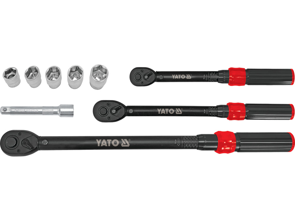 TORQUE WRENCH SET 1/4", 3/8", 1/2" AND SOCKETS 17-24 MM | 9 PCS (YT-07716)