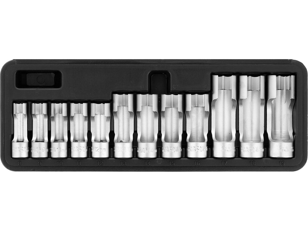 SPECIALISED SLOTTED SOCKET SET | 9.5 MM (3/8") | 8 - 19 MM | 12 PCS. (YT-17505)