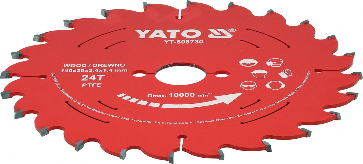 TCT CUTTING DISC FOR WOOD | 165 MM | 24 TEETH | 20 MM | WITH PTFE COATING (YT-608732)