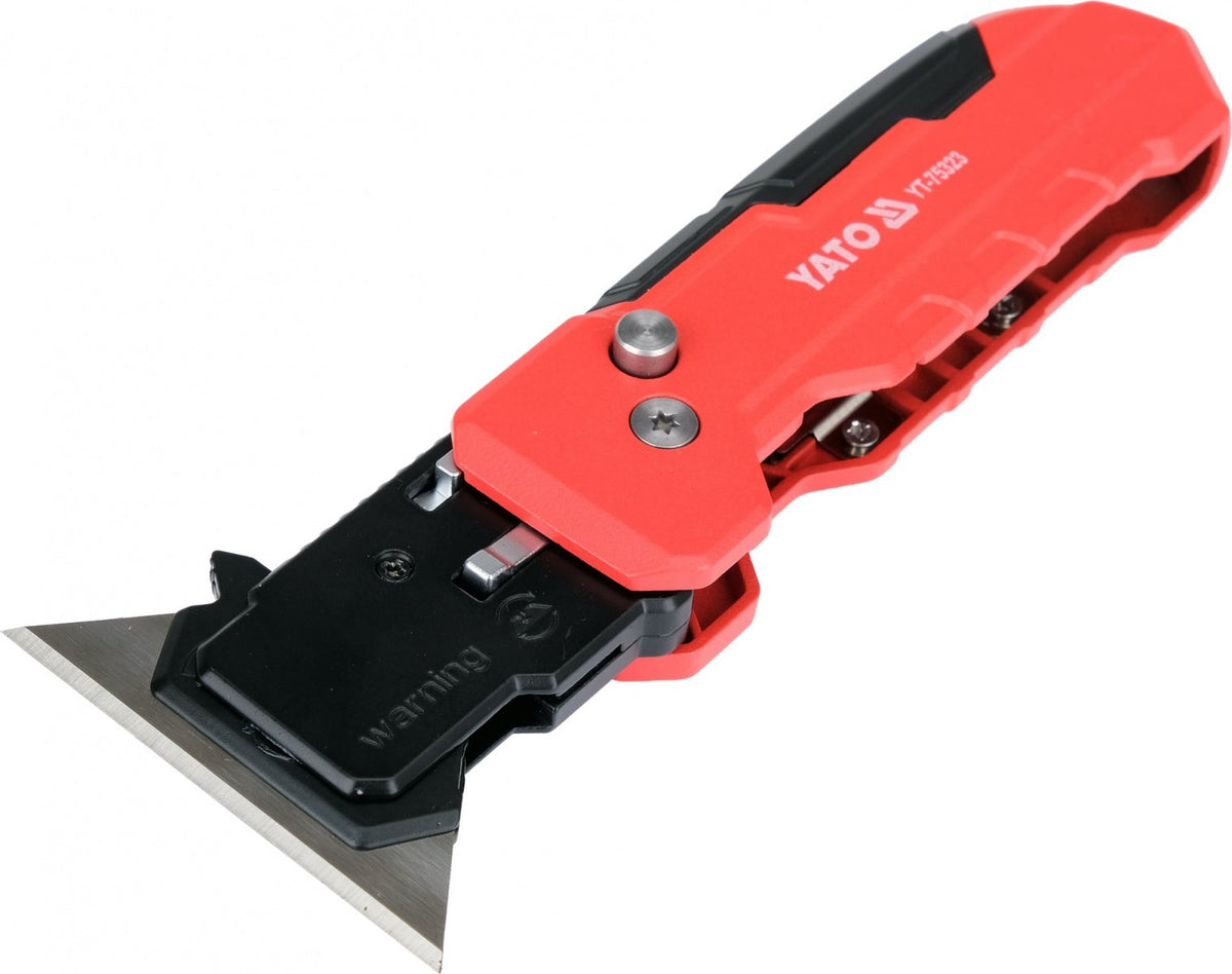 KNIFE-SCRAPER WITH ADJUSTABLE 45°/90° ANGLE AND 3 SK5 TRAPEZOIDAL BLADES (YT-75323)