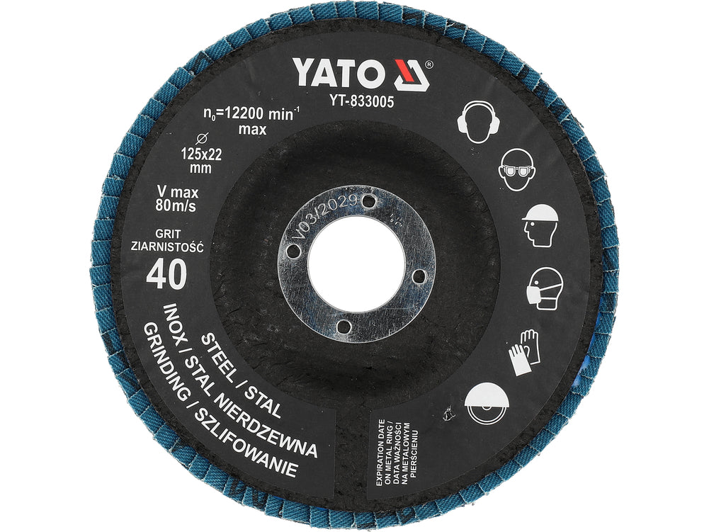 FLAP SANDING DISC | ZIRCONIUM | P40 | 125X22mm | 10 PCS (YT-833000)