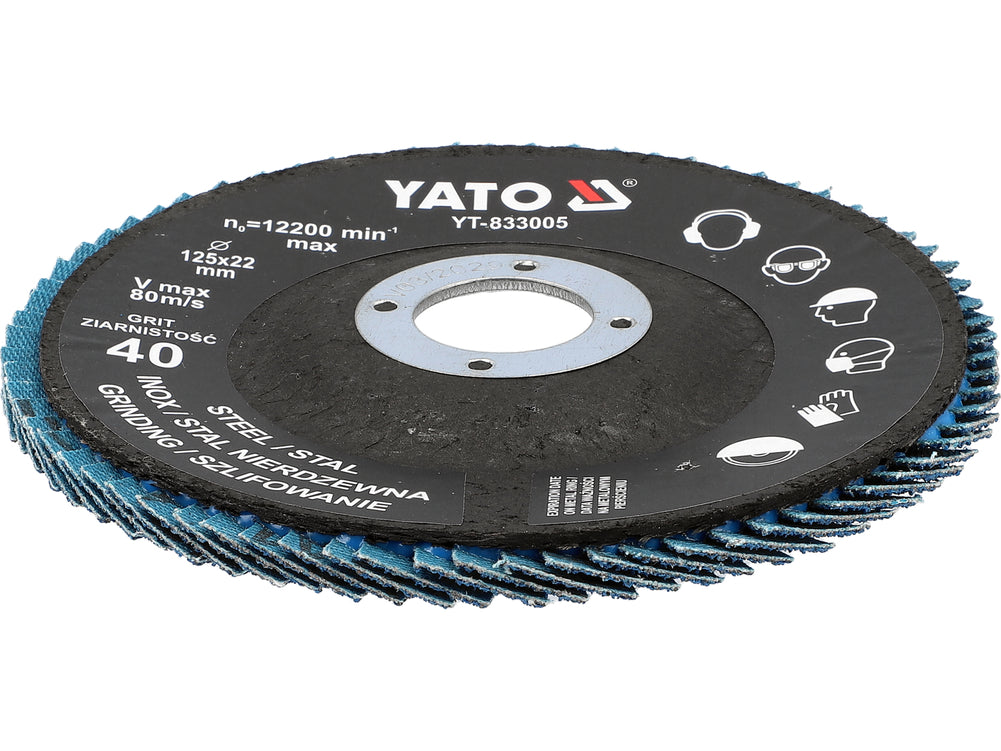 FLAP SANDING DISC | ZIRCONIUM | P40 | 125X22mm | 10 PCS (YT-833000)