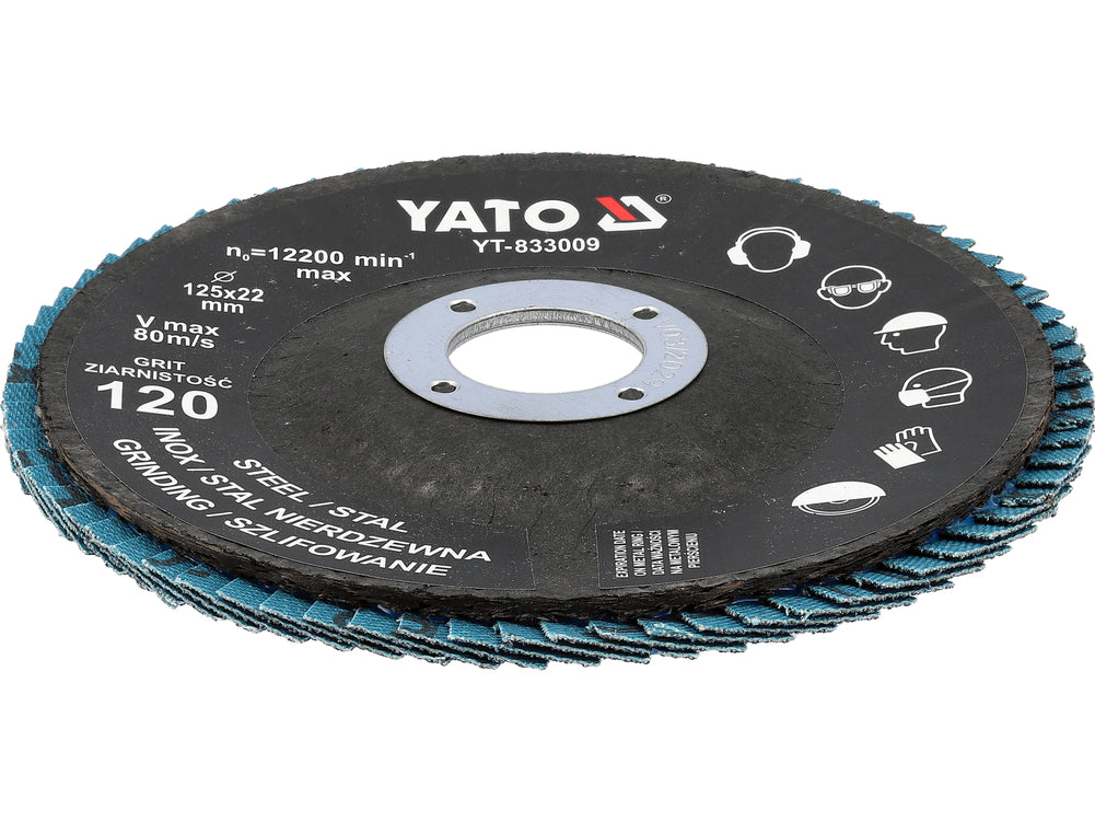 FLAP SANDING DISC | ZIRCONIUM | P120 | 125X22mm | 10 PCS (YT-833004)