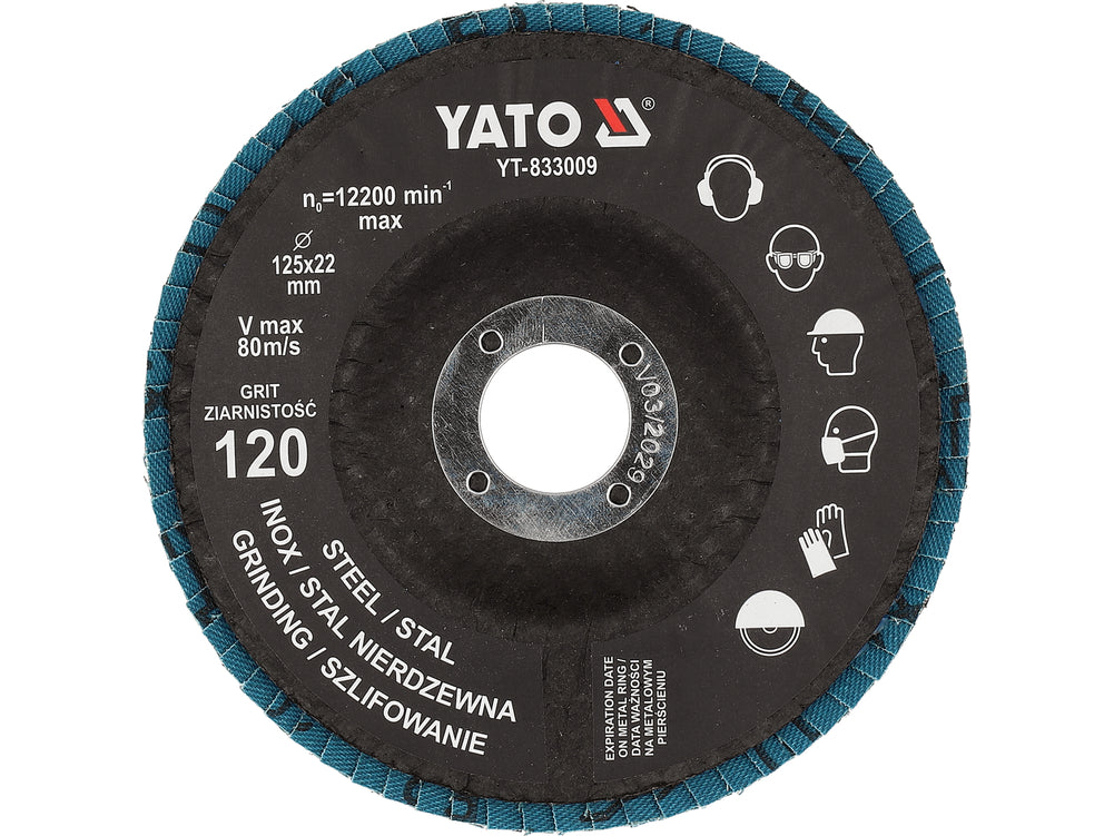 FLAP SANDING DISC | ZIRCONIUM | P120 | 125X22mm | 10 PCS (YT-833004)