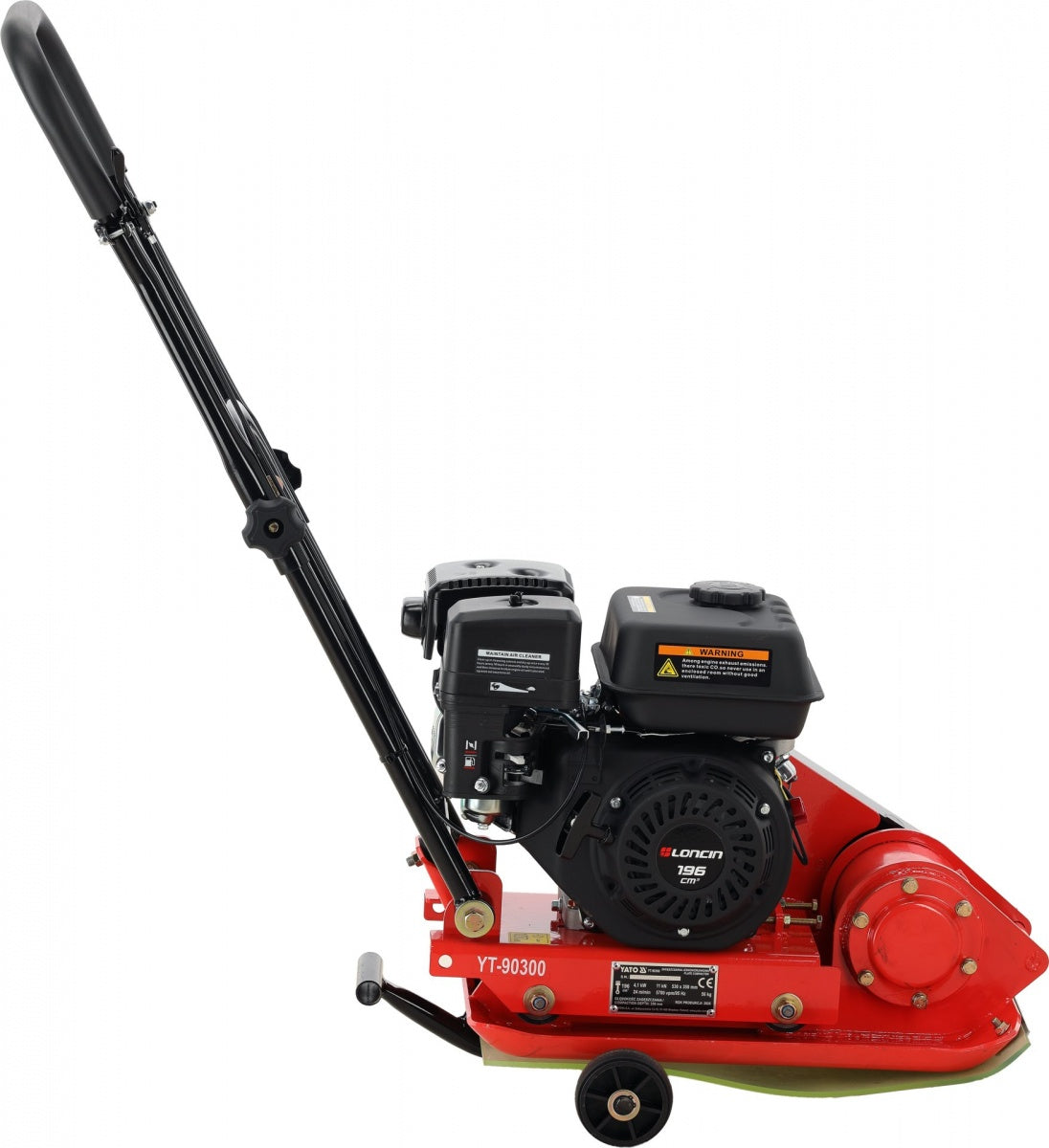 UNIDIRECTIONAL PLATE COMPACTOR | 11 kN | 6.5 HP | 530 × 350 MM | WITH TRANSPORT WHEELS (YT-90300)