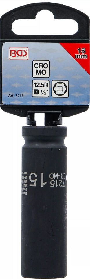 IMPACT SOCKET HEXAGON, DEEP | 12.5 MM (1/2") DRIVE | 15 MM (7215)