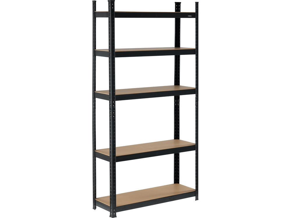 STORAGE RACK BLACK | 5 SHELVES | HDF BOARDS | 180 X 90 X 30 CM (78484)
